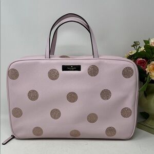 Kate Spade Haven Lane Glitter Polka Dot Giana Travel Cosmetic Case in Plum Dawn